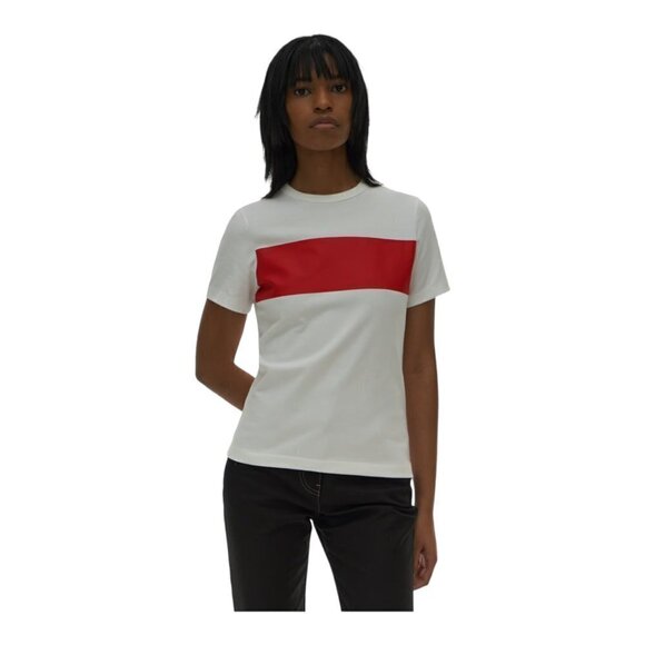 Helmut Lang White Red Colorblock Crew Neck Short Sleeve Lifeguard Baby Tee US XS - Picture 1 of 12